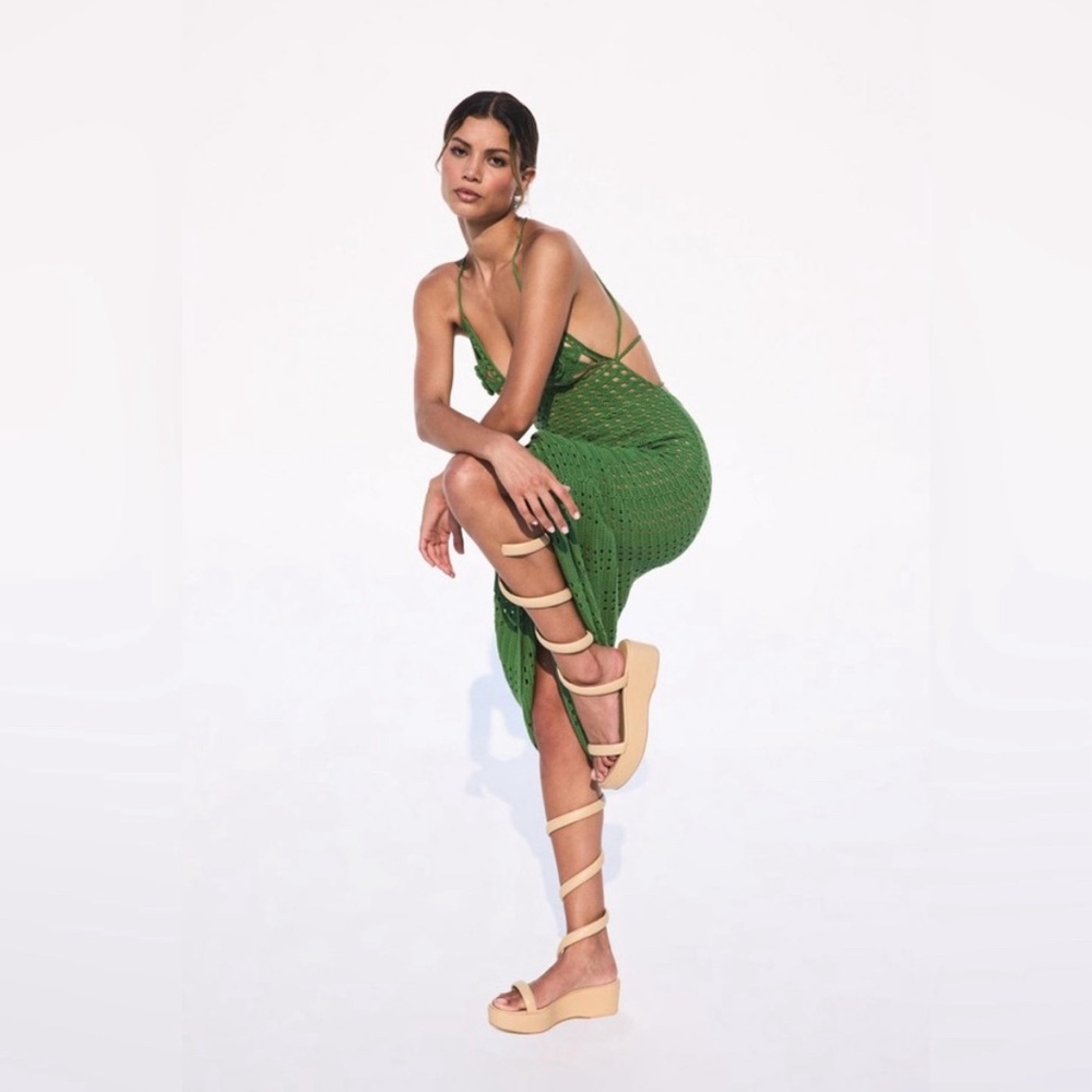 Cult Gaia Gabi Sandal Dunes in Nude Sz 10.5 Worn 2 times. Wrap around sandal.